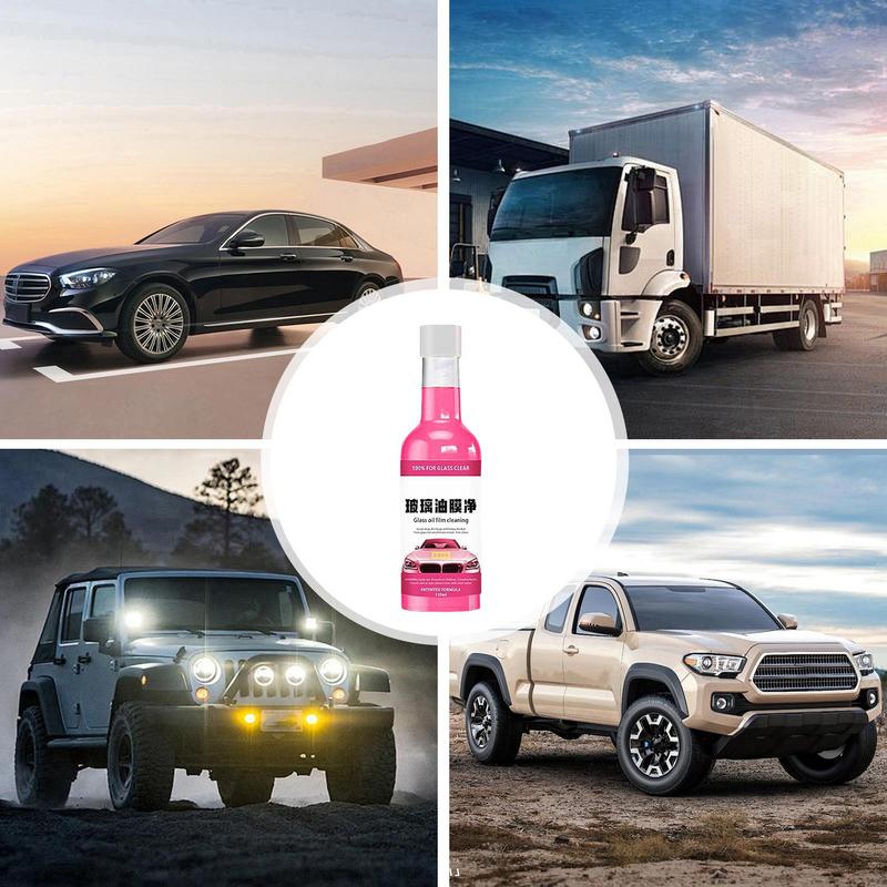 Glass Oil Film Remover 150ml Pink Agent Car Glass Oil Film Cleaner Anti-Fog Oil Film Cleaning Solution Improves Visibility For