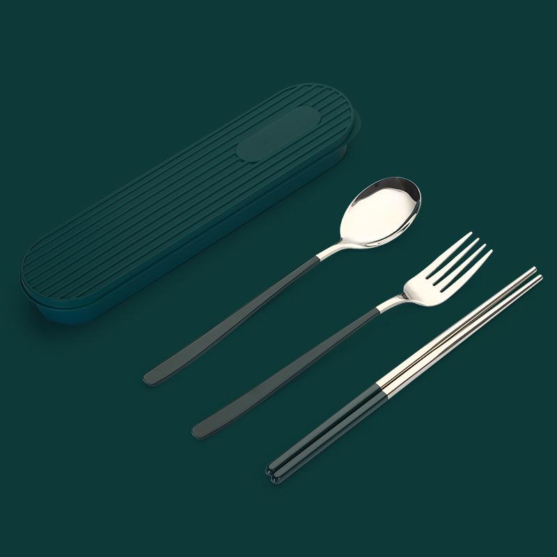 2/3 stücke 304 Tragbare Edelstahl Besteck Set Stäbchen Löffel Set Besteck Box Student Arbeit Geschirr Set Platten