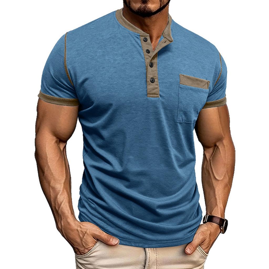 Men's Multi-color  Shirt Short-sleeved Casual Pocket T-shirt