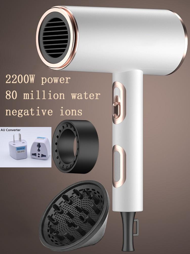 Portable Hair Dryers Negative Ion 1800W 2200W Three-gear Heating and Cooling Adjustment High Power Blue Light Anti-static Blow Dryer Home Appliance