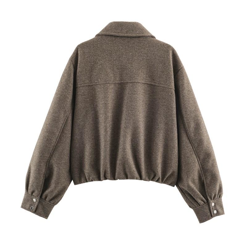 2026 Fall Womens Long Sleeve Polo Collar Zip Up Soft Jacket Casual Streetwear Outerwear W05 26256