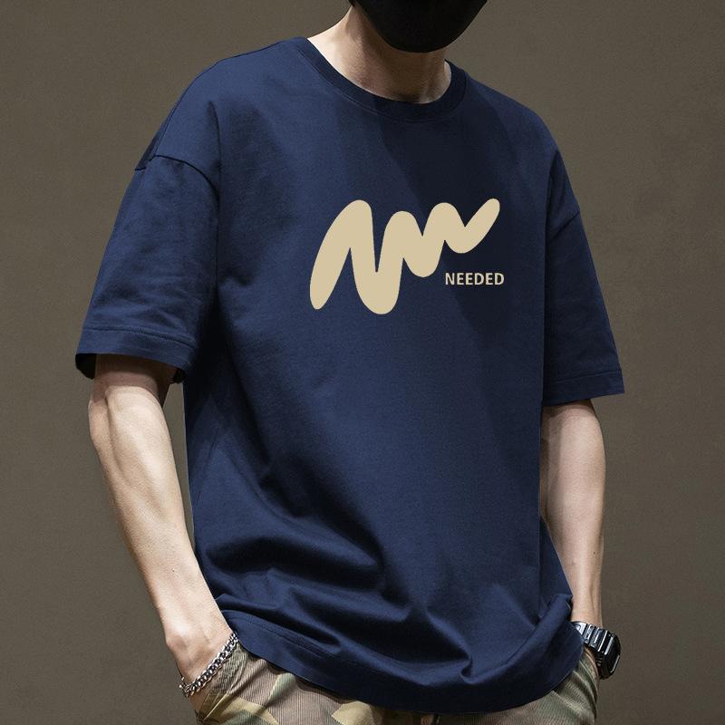 Cotton Short Sleeve T Shirt Print Black White Fashion All Match Breathable Summer Sport T-shirt Men Top