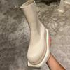 High-end Size 35-44 Mid-calf  Boots Women Shoes Square Toe Genuine Leather Boots New Knight Shoe Designer Shoes Motorcycle Boots