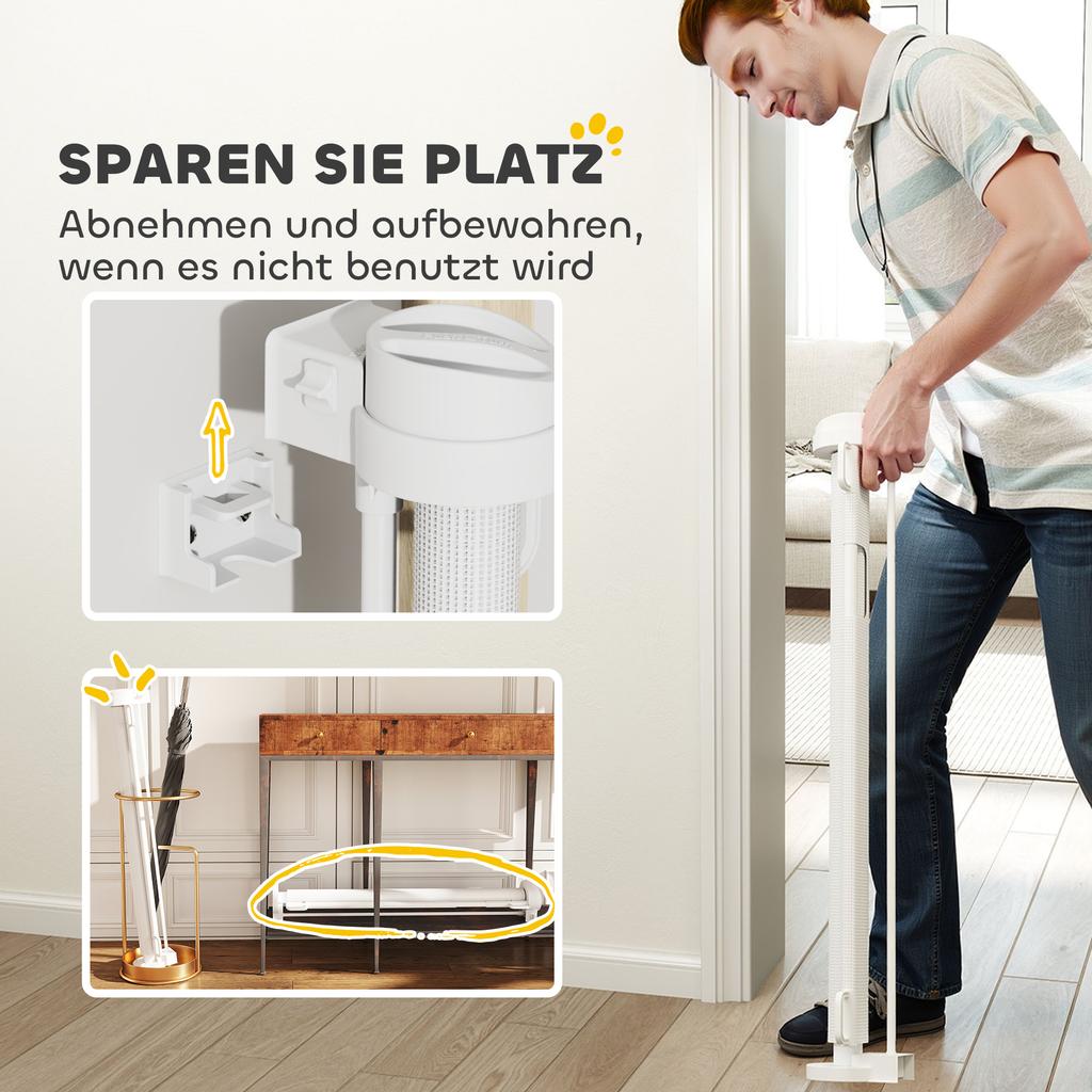 Stair Safety Gate Extendable 0-136cm 87 Cm High Door Safety Gate for Pets 142 X 10 X 87 Cm White