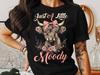 Moody Highland Cow T-Shirt, Floral Bow, Funny Cow Tee