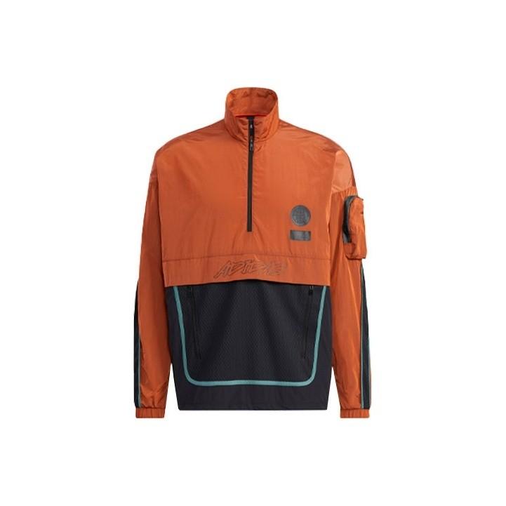 adidas Men s Casual Sports Color-Blocked Stand Collar Jacket, Orange GP0844 M
