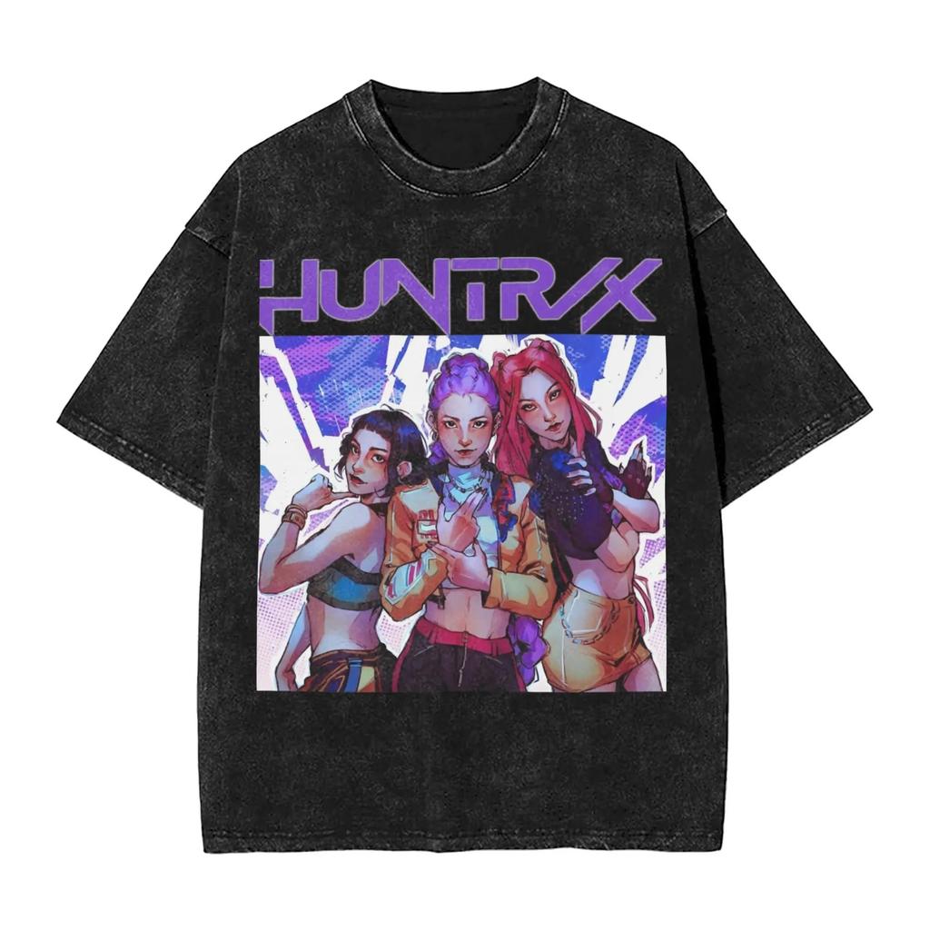 Huntrix Kpop Demon Hunters Mira Rumi  Zoey T Shirt Summer Washed T-Shirts Casual Hippie Tee Shirt for Men Print Top Tees 2025