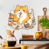 Yousheng Cartoon Cat Wall Sticker, Funny Orange Cat Bathing/Licking Wall Decal, Peel And Stick Self-Adhesive PVC Room Mural for Kitchen, Bathroom