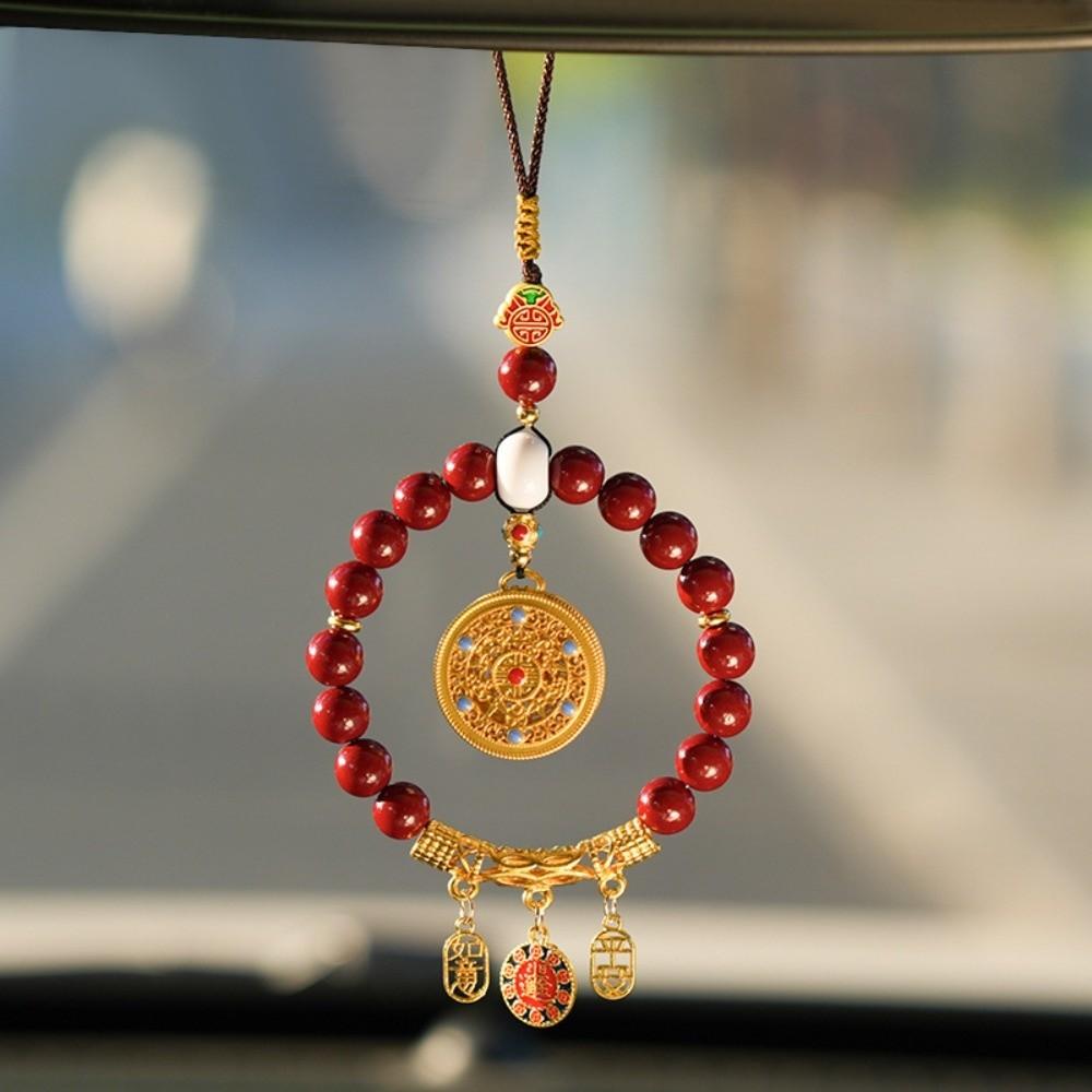 Vehicle Decoration Car Hanging Ornament Five-Fortune Round Rearview Mirror Pendant  Car Interior