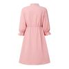 VONDA Women Casual Stand Neck Long Sleeve Pleating Ruffled Mini Elegant Dress