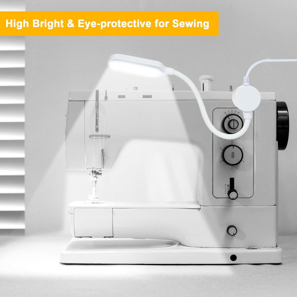 Daconovo 30 LED Sewing Machine Lamp, Dimmable LED Light Fixture with Touch Control, 3 Brightness Levels, Magnetic Base, Flexible Tube, 5000K