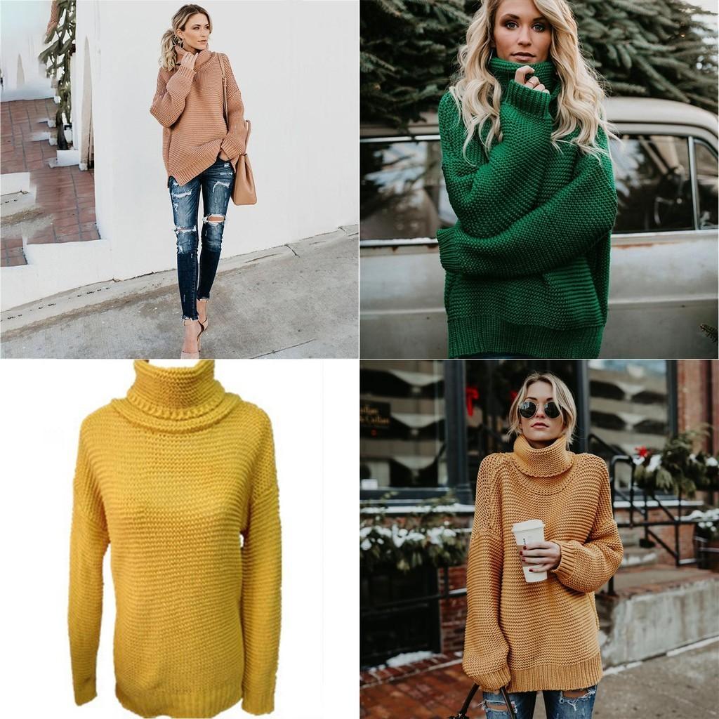 Morbido e Lussuoso Maglione Invernale da Donna con Collo Alto a Maglia Grossa per un Comfort Accogliente