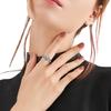 Anello da dito con zirconi cubici, nero trasparente, con geometria irregolare, per feste e matrimonio, accessorio di gioielleria