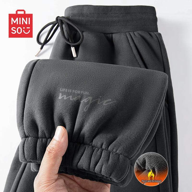 

MINISO Men s Fleece-Lined Loose Sweatpants L