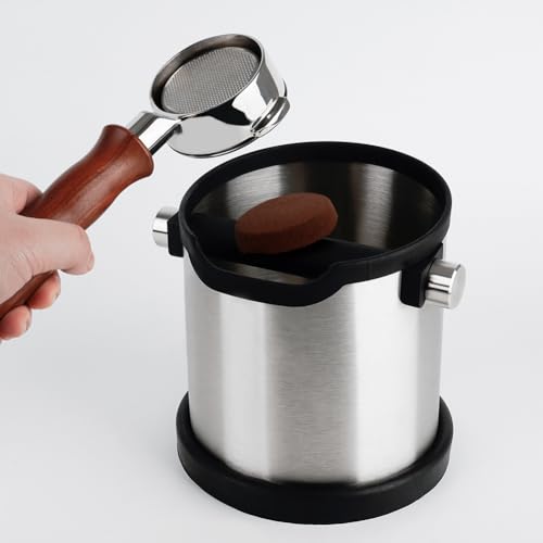 Watchget Knock Box, Kaffeesatzbehälter, Knock Box, Kaffeesatz-Eimer, Große Kapazität 1,8L, Abnehmbarer Edelstahl, für Heim- und Gewerbegebrauch, S