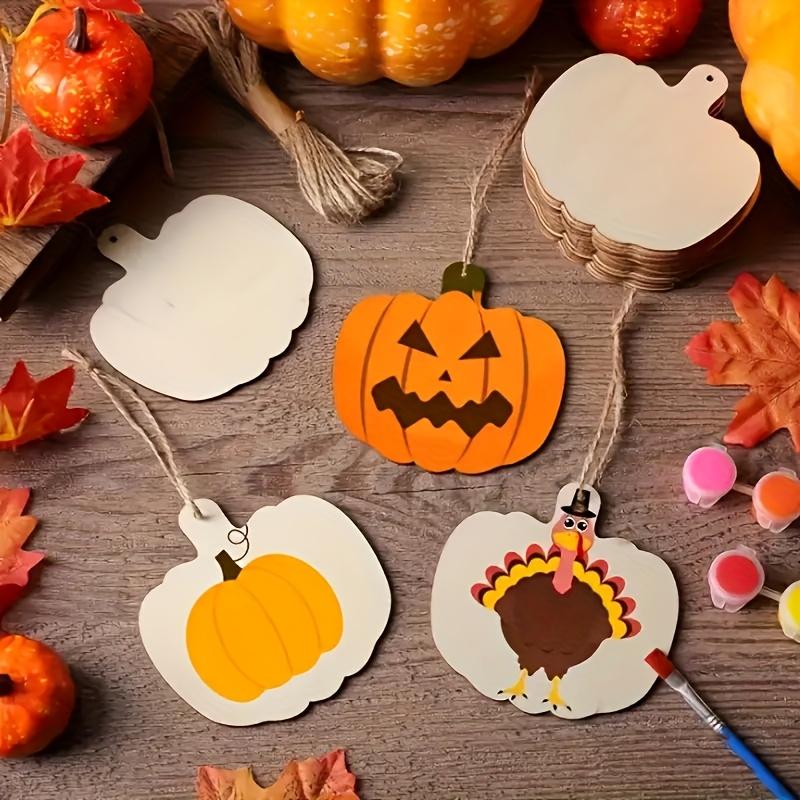 50pcs Unfinished Wooden Pumpkin Ornaments for DIY Crafts, Halloween, Thanksgiving, Christmas, Wedding & Party Decorations