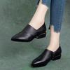  Zapatos De Mujer women black plaid pointed toe pu leather slip on square heel shoes lady classic sweet shoes a6956