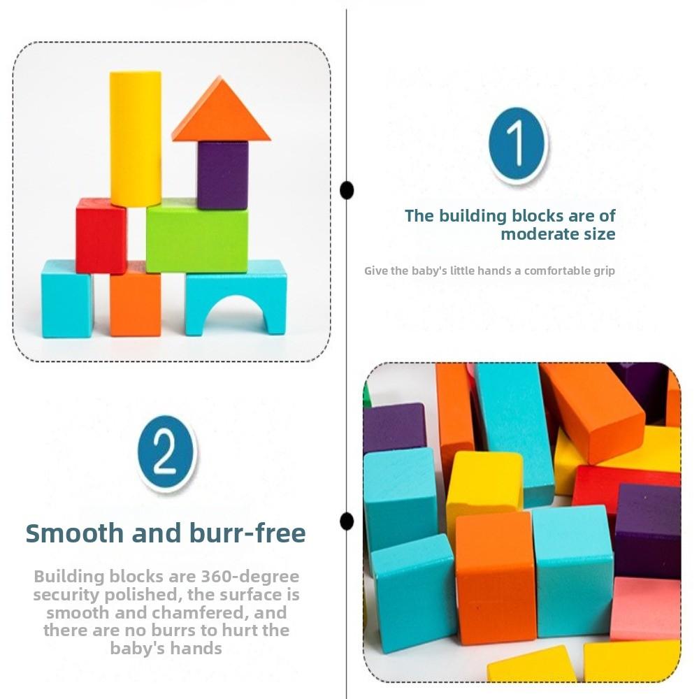 40PCS/SET Learning Sensory Wooden Building Blocks Colorful Early Educational Toys  For Children