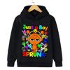 New Cartoon Sprunki Just a Boy Print Boys Hooded Sports Sweatshirt Fall and Winter Casual Comfortable Warm Children's Sweatshirt