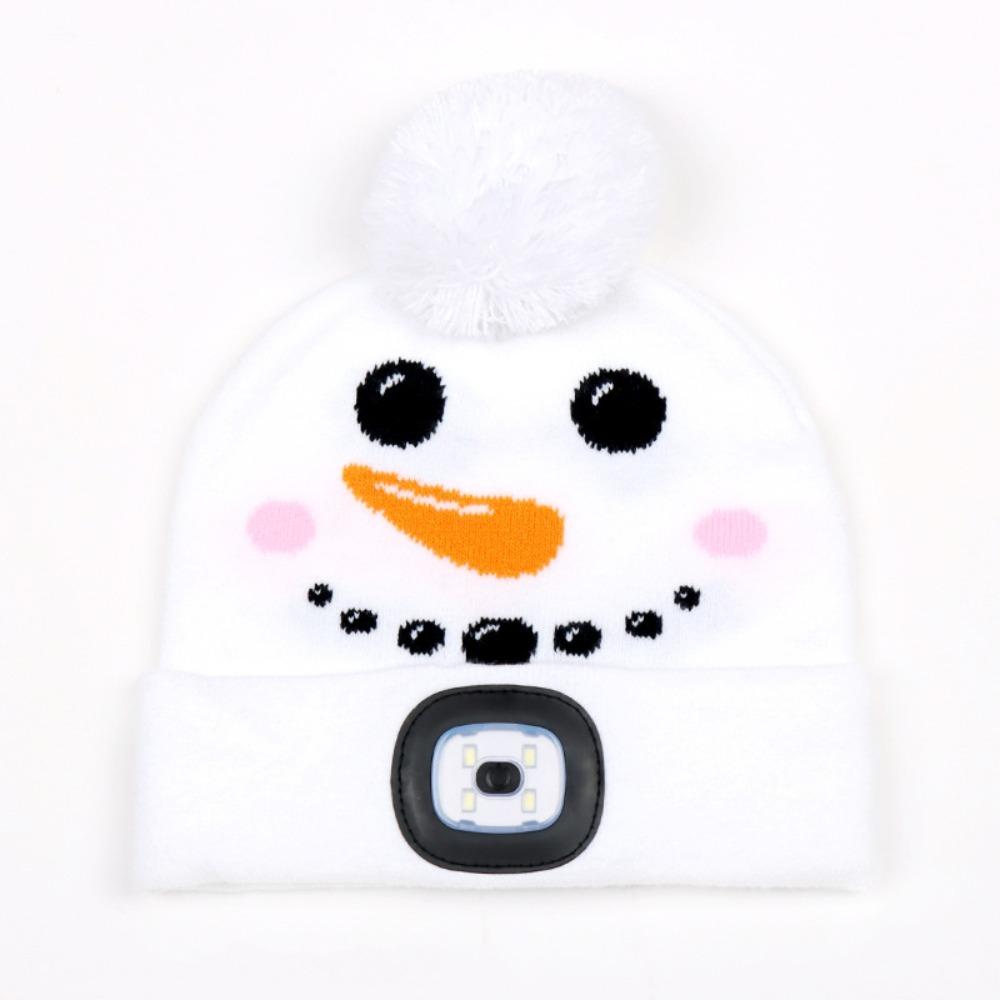 

Зимняя теплая светодиодная шапка-бини с фонариком, съемная шапка с налобным фонарем, новая вязаная шапка с ночником, детские подарки Snowman
