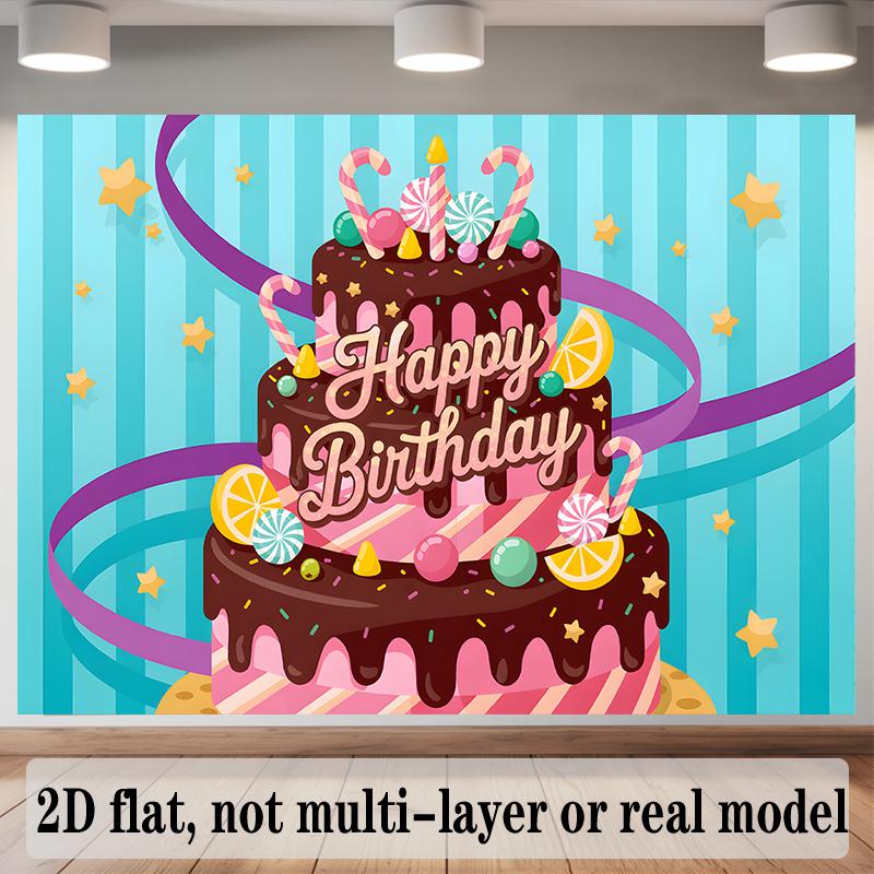 Party Backdrop Cake Flat Backdrops Birthdays Event Backdrop Decoration Birthday Party Decor