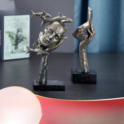 Silence Is A Gold Ornament Character Human Face Mask Resin Craft European Abstract Art Decoration