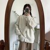 Autumn and Winter Crew Neck Knitted Cardigan Sweater Women's Lazy Style Large Version Loose Solid Color High-end Coat