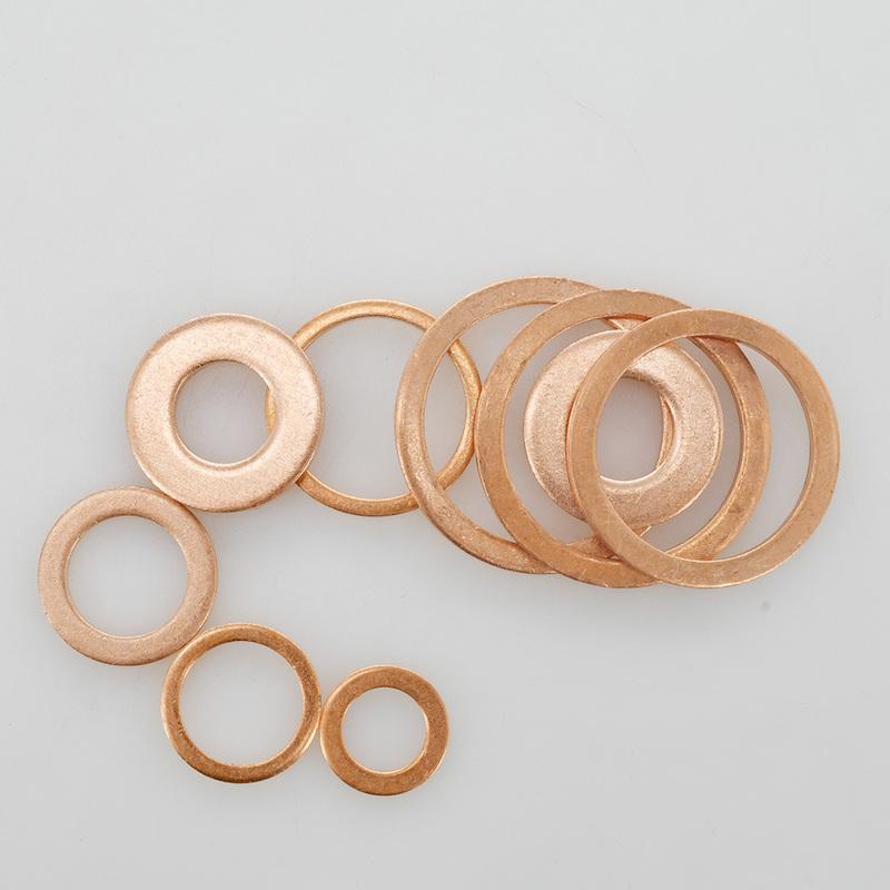 Solid Pure Copper Oil Plug Gasket M5 M6 M8 M10 M12 M14 M16 M18 M20 M22 M24 Motorcycle Oil Pan Flat Sealing Gasket O-ring Washer