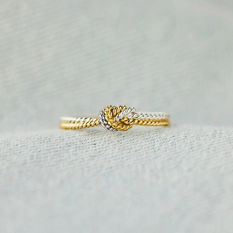 Two-Strand Rope Kink Buckle Ring For Women, Simple And Fashionable Ring, Classic Design Single Ring