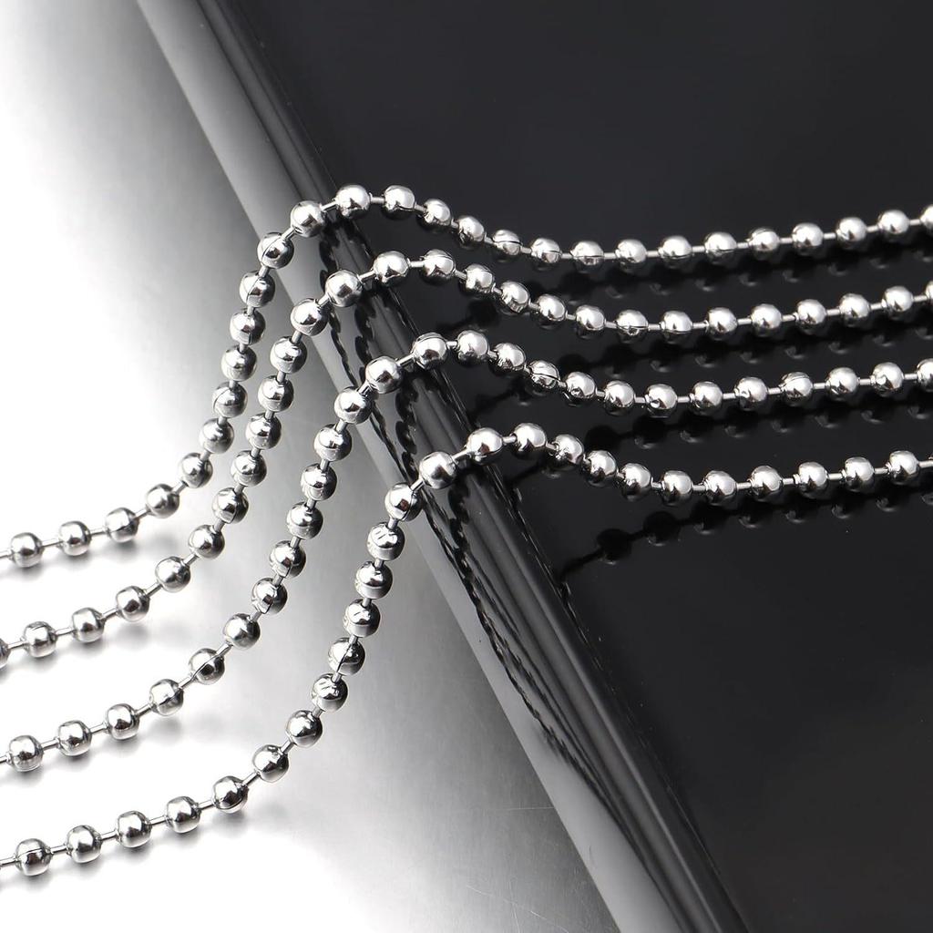 10m 304 Stainless Steel Bead Chain for Jewelry and Dog Tags