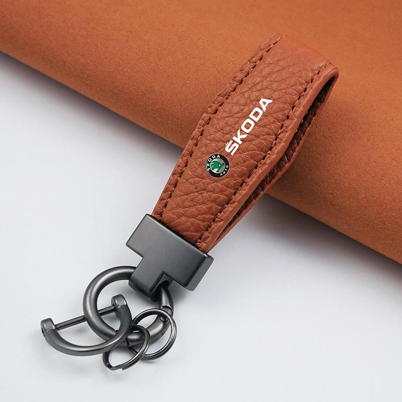 Car Solid Color Keychain Business Gift Men Women Keyrings For Skoda octavia 3 2 superb 3 kodiaq Fabia Kamiq Karoq Accessories lcvr69