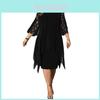Polyester Chiffon Dress With Splice Pattern And Mid Length For Office Wear