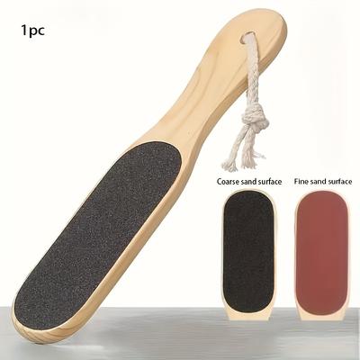 1 stuks Houten Pedicure Voetvijl Glad, Natuurlijk Houten Handvat met Zwart Schuurvlak - Perfect voor Voetverzorging Thuis