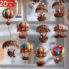 10Pcs Christmas Wooden Air Balloon Santa Claus 2D Flat Wooden Pendant Christmas Tree Decoration Perfect Holiday Gift Decor