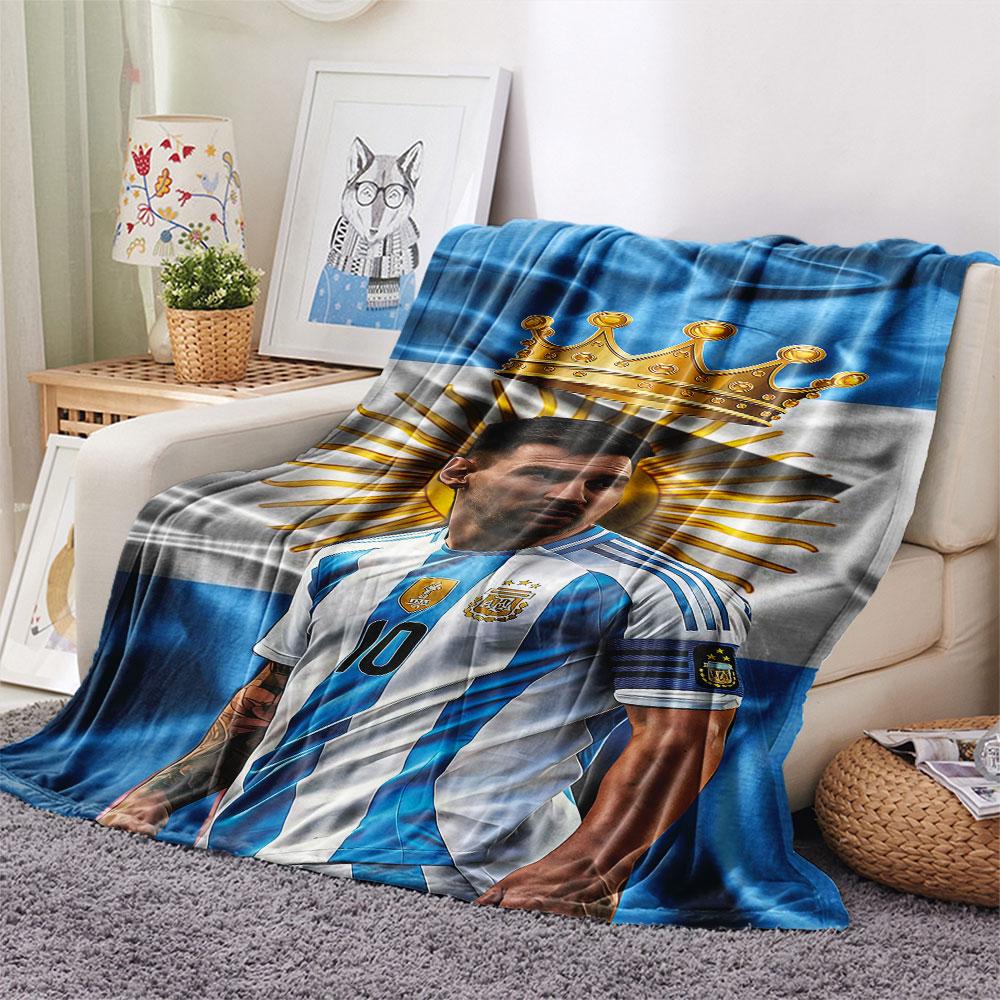 1PC Lionel Messi Patterned Flannel Blanket Suitable For All Seasons for Home Decor Warmth and Comfort Gifts Holiday Present