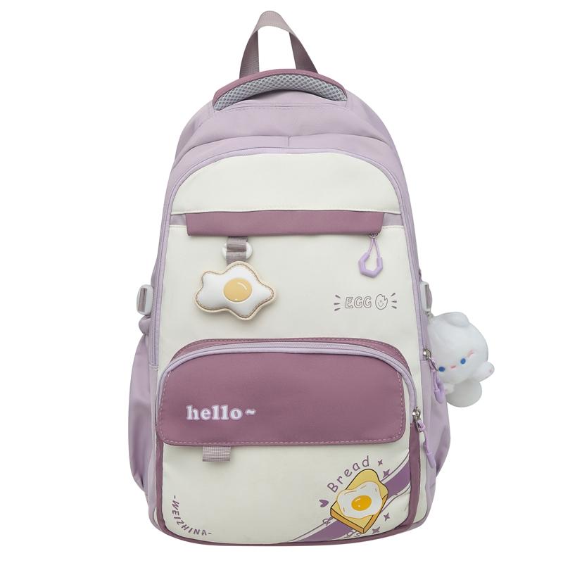 Large Capacity Junior High School Schoolbag Women's Color Contrast Backpack