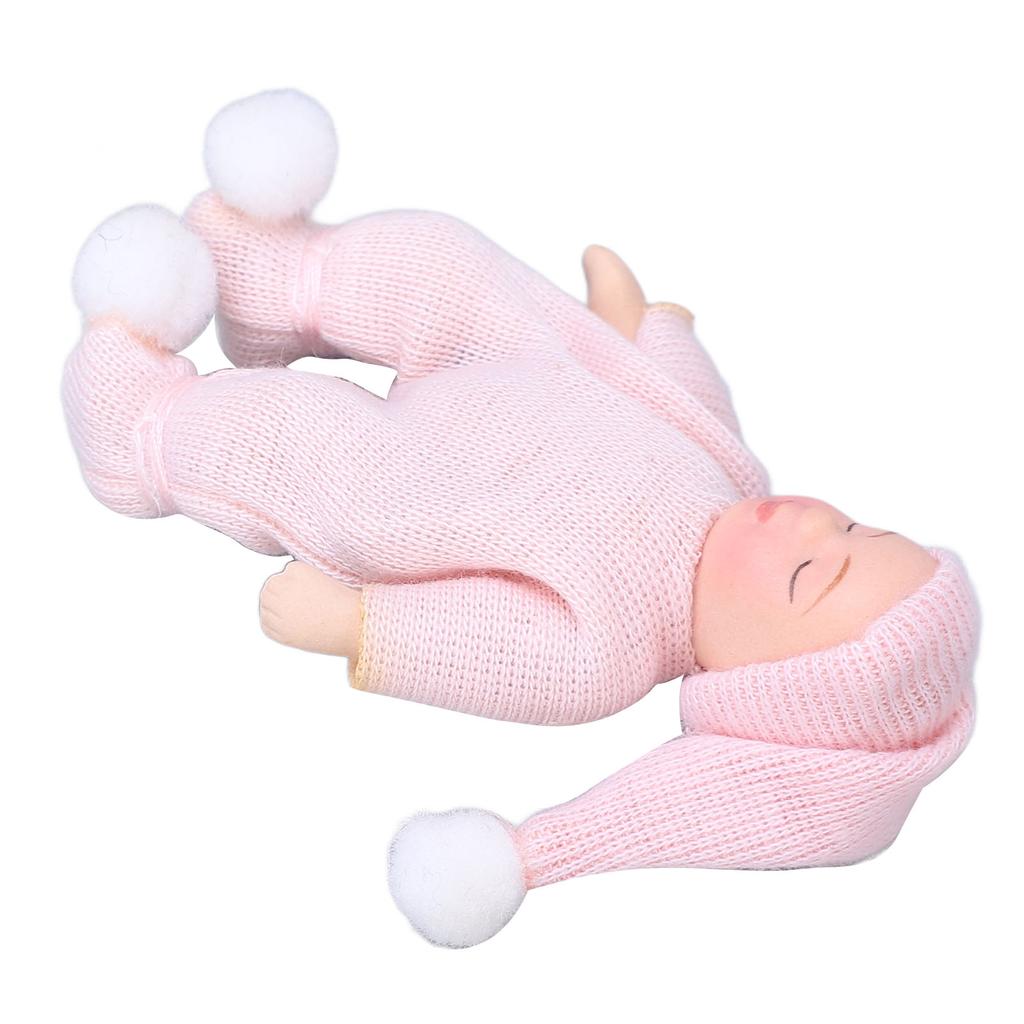 Dollhouse Porcelain Baby 1:12 Scale Mini Pink Sweater Dollhouse Miniature Newborn Figure