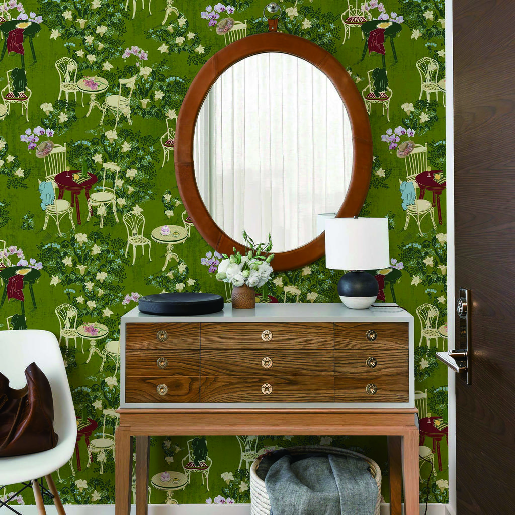 Chic Green Peel And Stick Wallpaper For Living Room Waterproof And Durable Self Adhesive PVC Home Decoration Cabinet Stickers