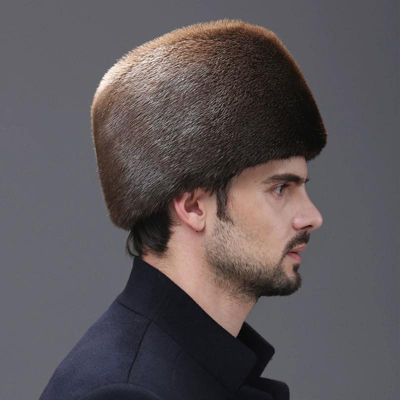 Rex Leather Hat Men Middle-aged and Elderly Winter Mink Hair Old Man Hat Warm Men Mink Whole Mink Father Fur Cotton Hat