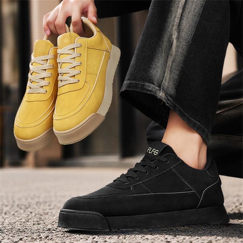 Retro Fashion Men Lace-up Casual Sneakers  Brown Men's Low Sneakers Breathable Flat Shoes Trainers  Big Size 45