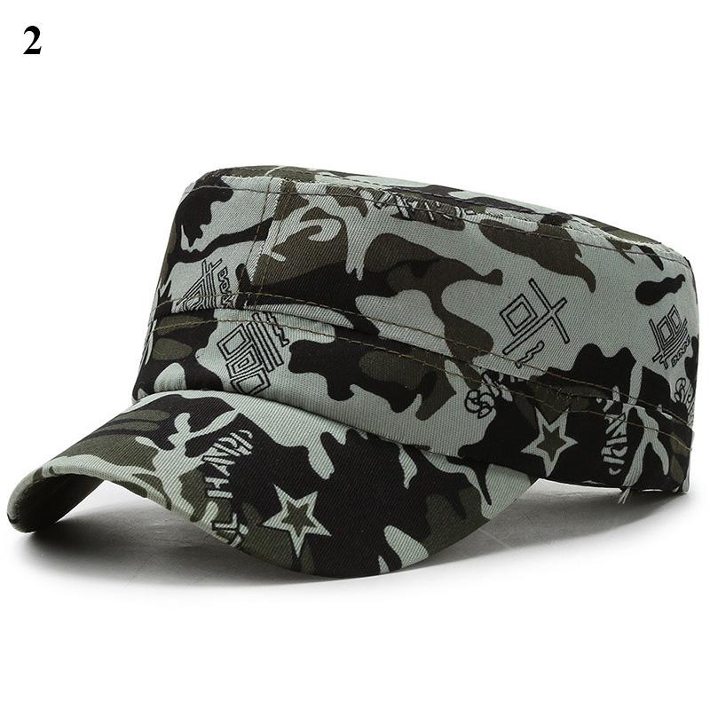 Camouflage Flat Cap Snapback Hat Adjustable Classic Fashion Soldier Sunshade Sun Hats Summer Hunting Hiking Outdoor Sun Caps