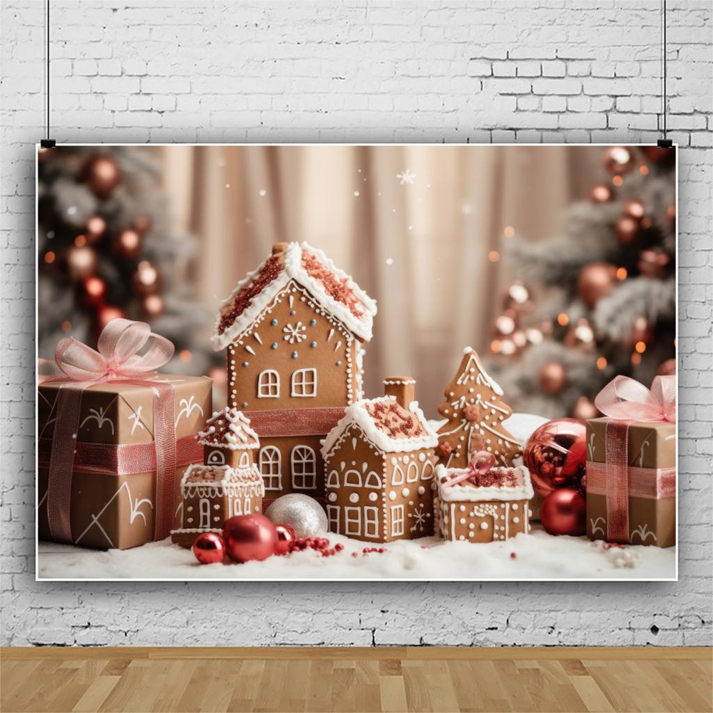 Christmas Photography Decor Backdrop Winter Snow Xams Tree Candy Gifts Snowman Santa Claus Family Party Photo Background Props