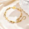 Vintage Rosary Bamboo Bead Chain Virgin Bracelet for Women,Stainless Steel Our Lady's Cross Bracelets,Charm Religious Jewelry
