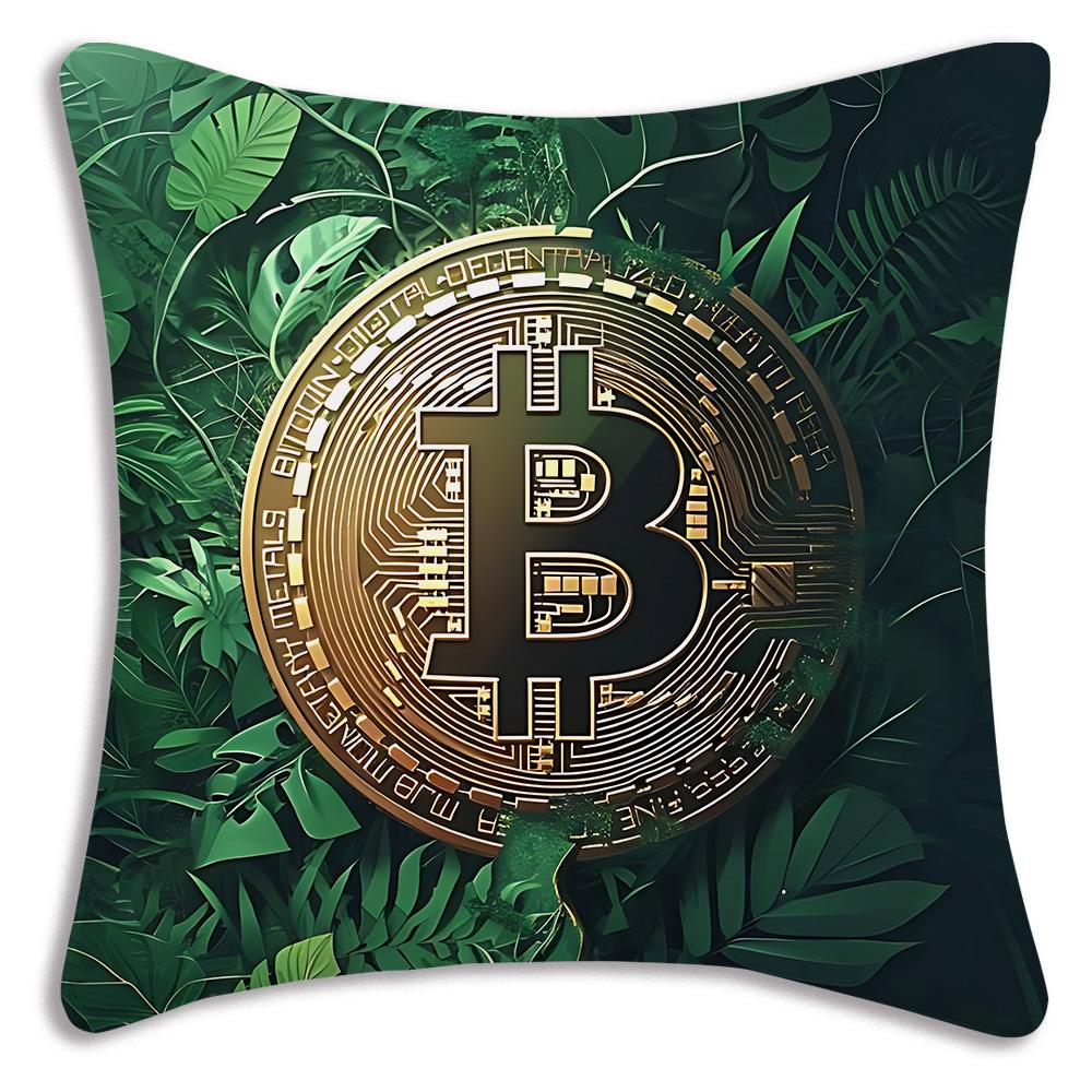 Cool Popular B-BitcoinS Pillow Covers Cartoon Sofa Decorative Home Double-sided Printing Short Plush Cute Cushion Cover