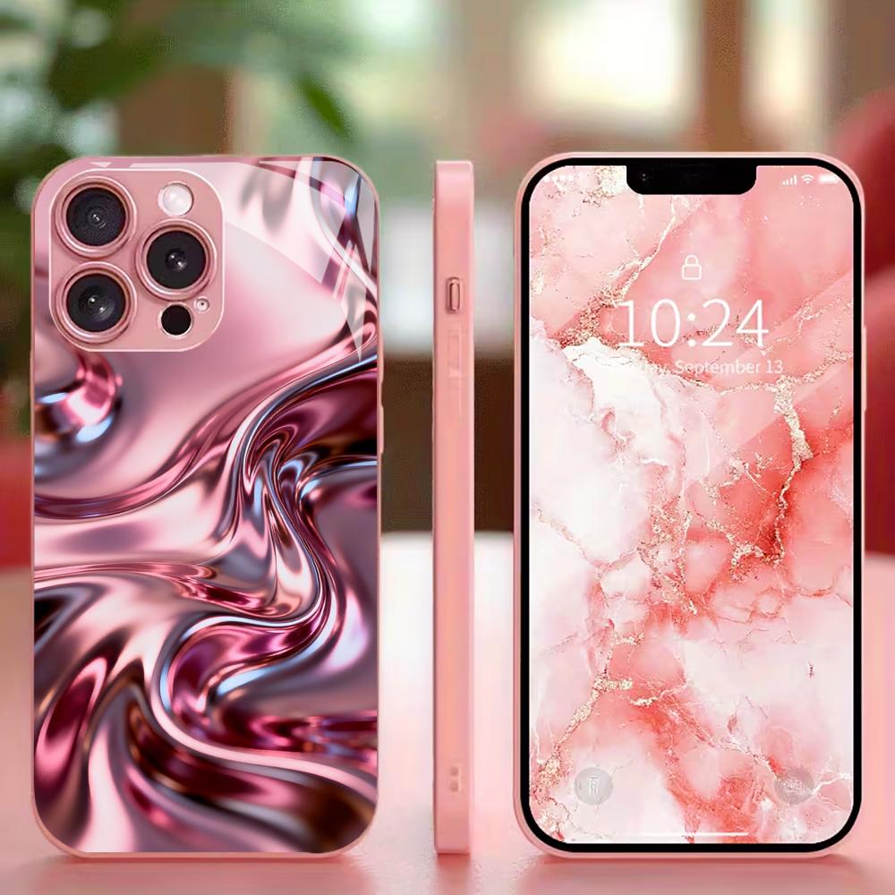 Rosa Flowstone Madam Protect Handyhülle Glas-Handyhülle für iPhone 17 16 15 14 13 12 11pm Pro Plus Stoßfestes Handy Weiblich