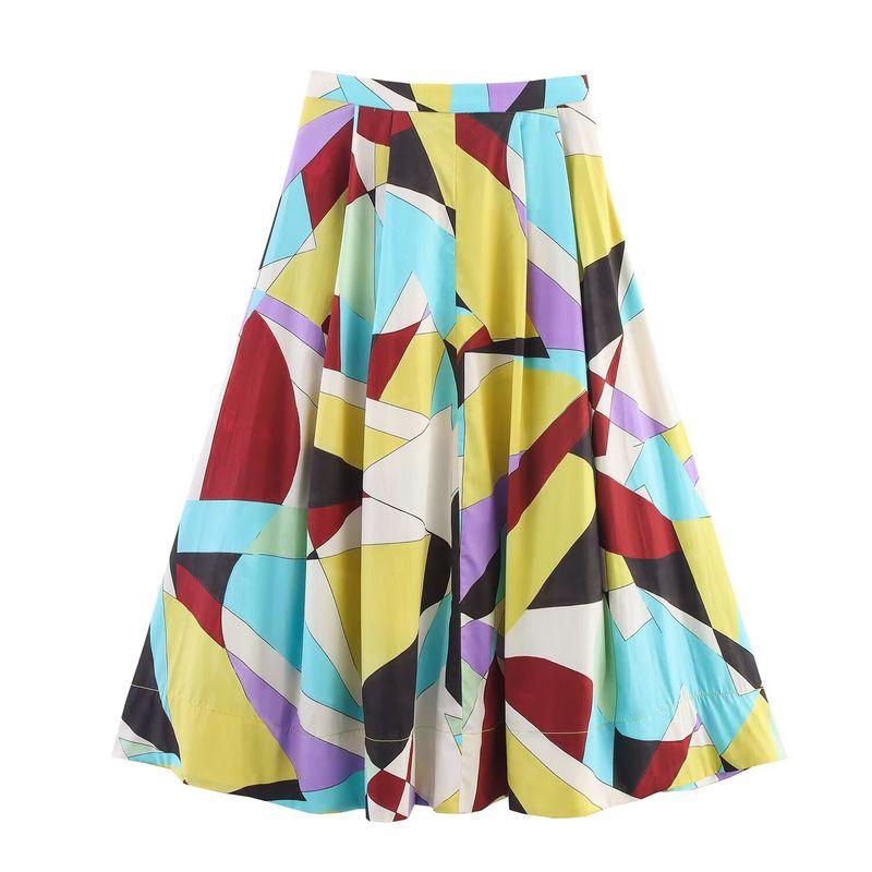 Za Spring and Autumn New Arrivals Women's Clothing Zr European and American Style Foreign Trade Fashion Versatile Casual Printed Midi Skirt 2183048