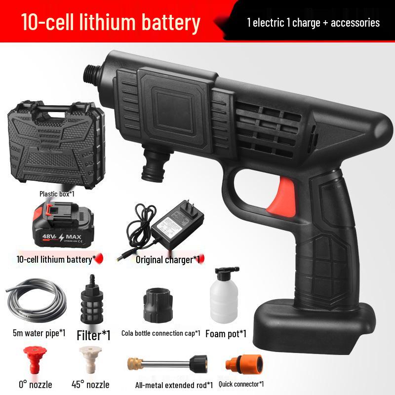 Cordless High-Pressure Washer: Portable Lithium Battery Water Gun for Cars & Garden.