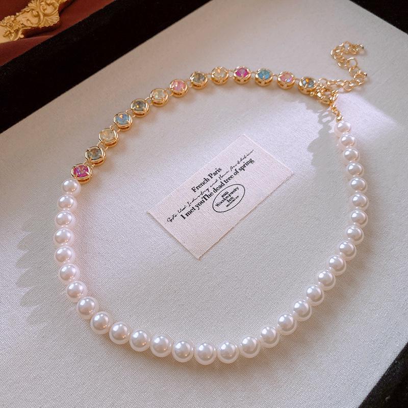 Gold-Plated Natural Pearl Necklace: Elegant Clavicle Chain with Retro High-End Style for Women