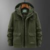 Autumn Winter Cotton Jacket Men's Oversized and Plush Thick Coat Workwear Jacket Multi Pocket Hooded Jacket