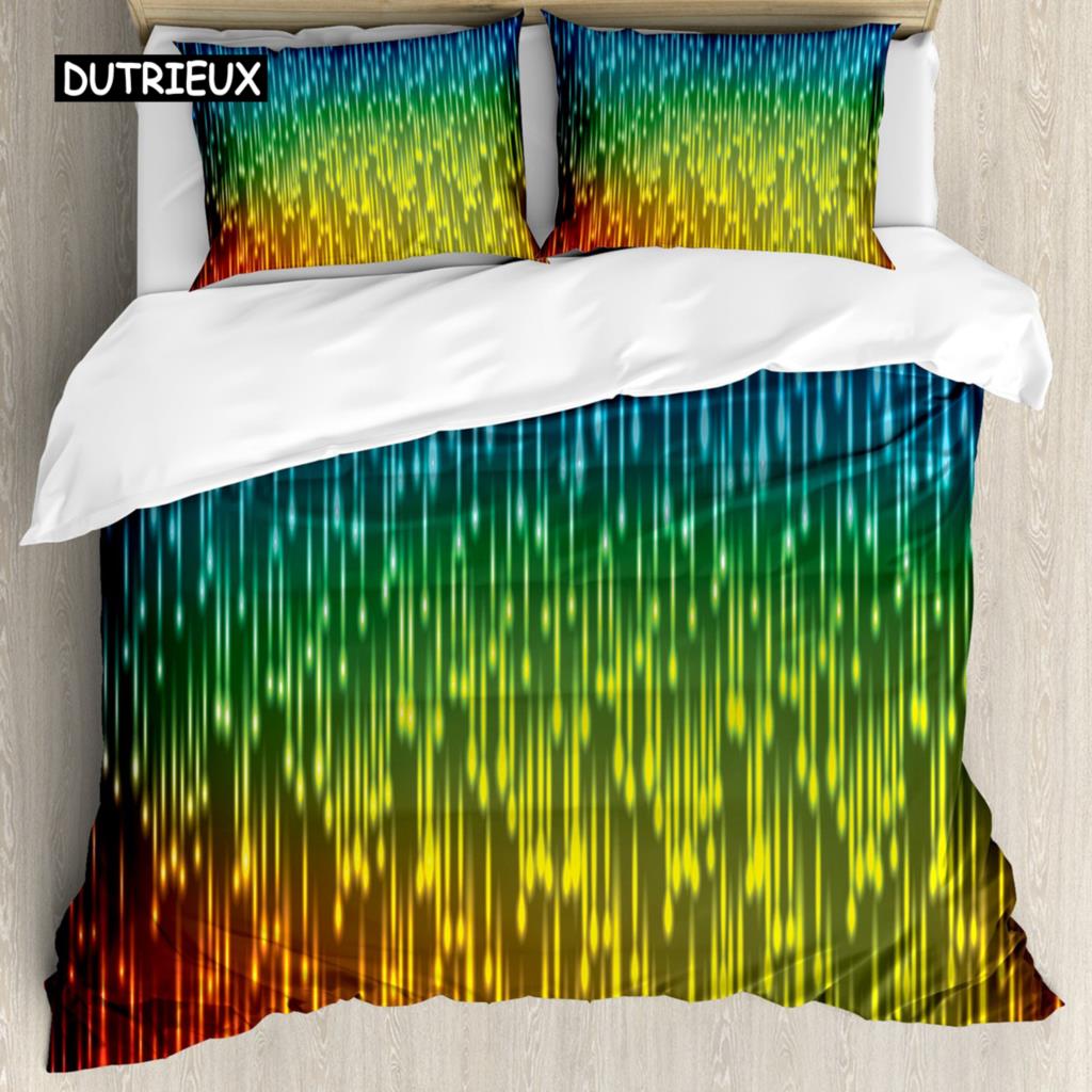 Colorful Duvet Cover Funky Curly Detailed Doodles Tangled Trippy Pyschedelic Botanical Nature Queen King Polyester Qulit Cover
